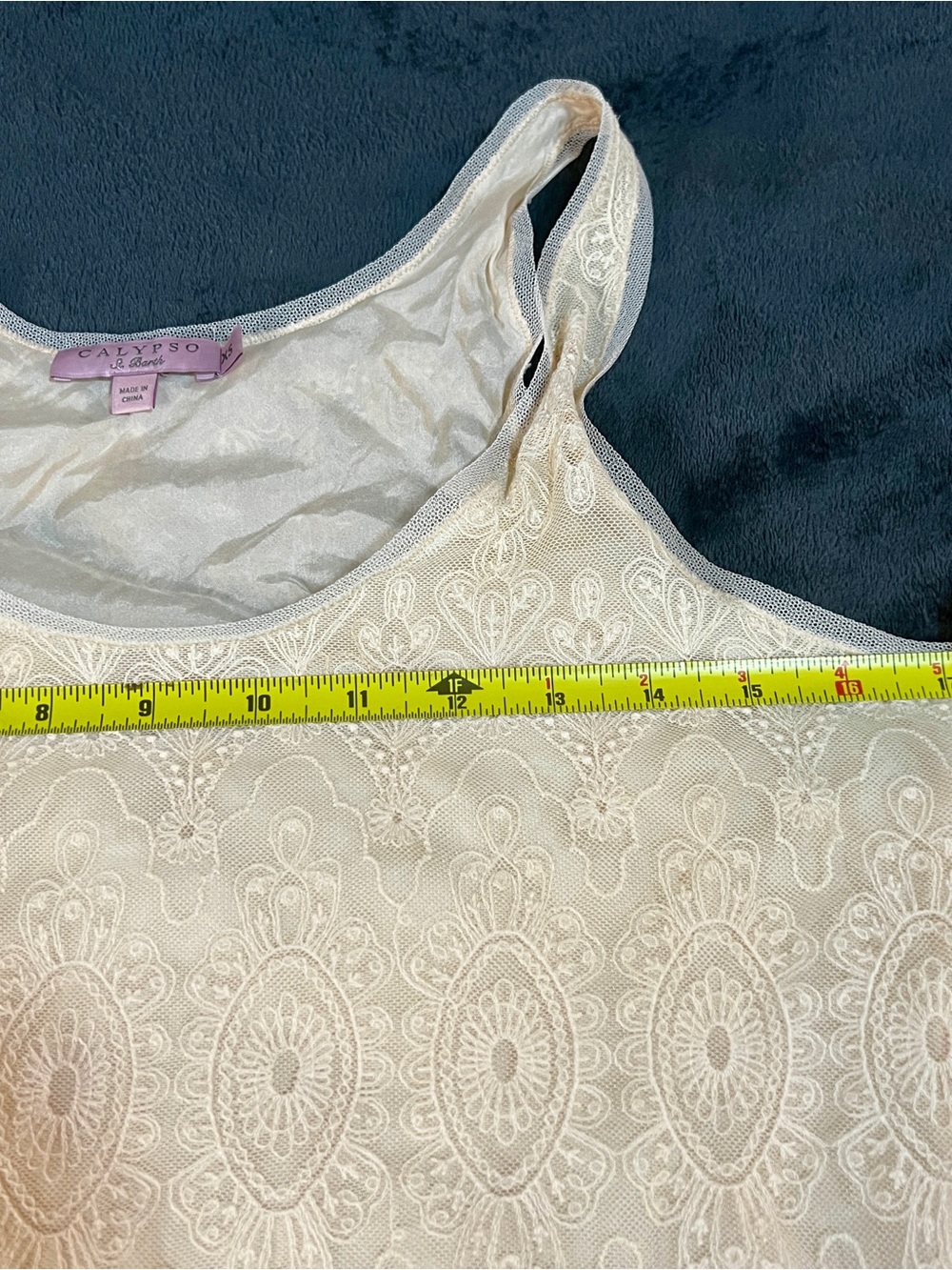 Calypso St Barth Ivory Silk Lace Mesh Embroidery Layered Feminine Cami Top XS - Picture 6 of 8